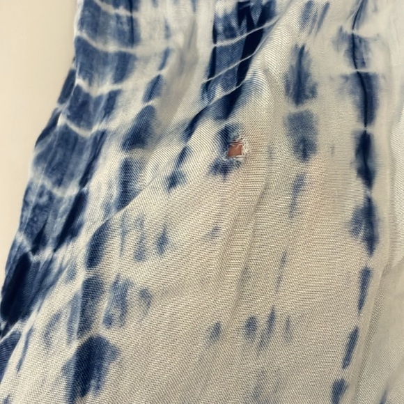 En Creme Blue White Tie Dye Triangle Bust Elastic Waist Rayon Maxi Halter‎ Dress - Picture 11 of 11